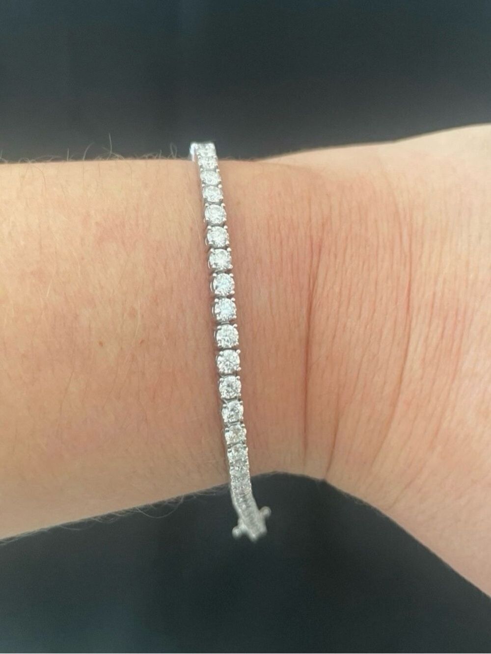 Rhodium plated over 925 silver 5.00ctw 6” 3mm Moissanite tennis bracelet